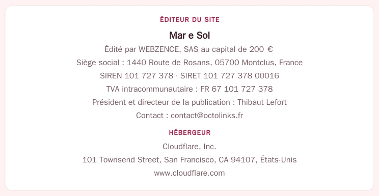 Coordonnées légales de l’éditeur et de l’hébergeur du site